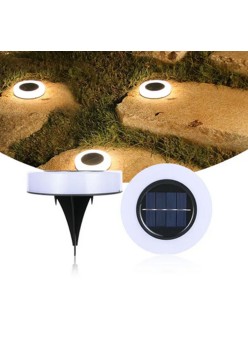Lampă Solară LED pentru Gazon și Grădină, Iluminare Alb Cald, IP65, Design Circular, 8H Autonomie, 105 x 125mm