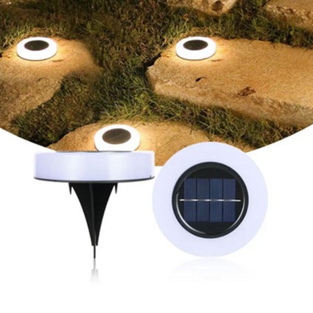 Lampă Solară LED pentru Gazon și Grădină, Iluminare Alb Cald, IP65, Design Circular, 8H Autonomie, 105 x 125mm