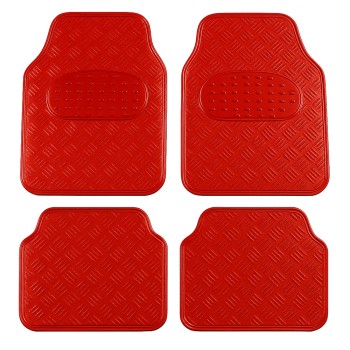 Set Covorase Auto Universale Model Diamond – 4 Buc, Culoare Crom Rosu, Antialunecare, Material Plastic Rezistent
