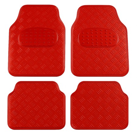 Set Covorase Auto Universale Model Diamond – 4 Buc, Culoare Crom Rosu, Antialunecare, Material Plastic Rezistent