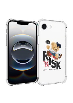 Husa Antisoc pentru iPhone 16e, AirBag PRO, Transparent, Risk Taker