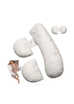 Set Pernă pentru Gravide ProActive, Design Ergonomic Reglabil H & U, Husă Detasabilă, Spumă Moale, Lățime Ajustabilă, Gri