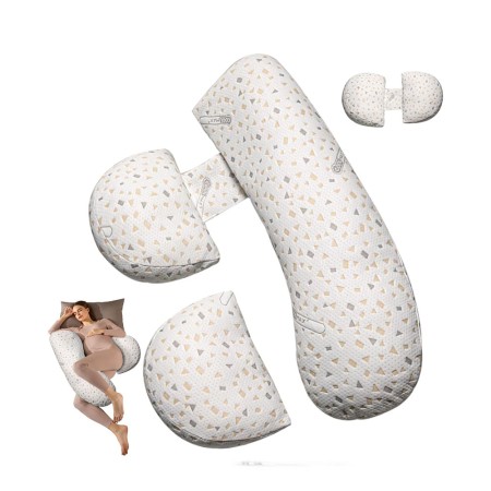 Set Pernă pentru Gravide ProActive, Design Ergonomic Reglabil H & U, Husă Detasabilă, Spumă Moale, Lățime Ajustabilă, Gri