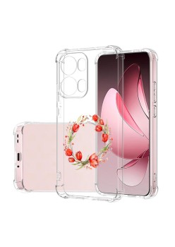 Husa Antisoc pentru Oppo Reno13 Pro, AirBag, Pink wreath 15, Clear 