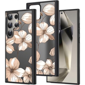 Husă pentru Samsung Galaxy S25 Ultra, Flower 9, Protecție Cameră, Antișoc, Design Slim, Negru
