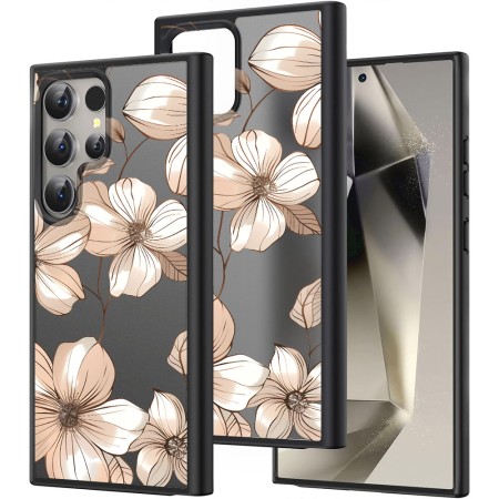 Husă pentru Samsung Galaxy S25 Ultra, Flower 9, Protecție Cameră, Antișoc, Design Slim, Negru