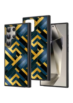 Husă pentru Samsung Galaxy S25 Ultra, DC Cobalt Marble, Protecție Cameră, Antișoc, Design Slim, Galben - Albastru