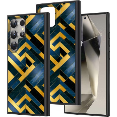Husă pentru Samsung Galaxy S25 Ultra, DC Cobalt Marble, Protecție Cameră, Antișoc, Design Slim, Galben - Albastru