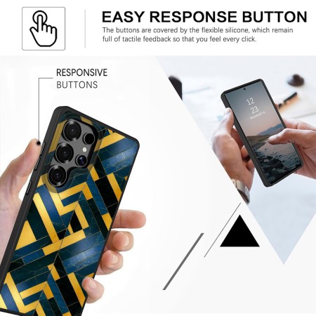 Husă pentru Samsung Galaxy S25 Ultra, DC Cobalt Marble, Protecție Cameră, Antișoc, Design Slim, Galben - Albastru
