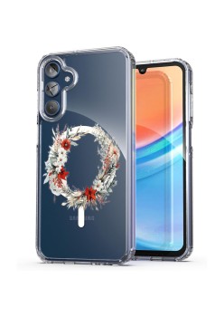 Husa pentru Samsung Galaxy A15 4G, Atasare Magnetica, MagSafe, Pink Wreath 9, Clear