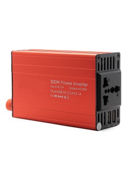 Convertor Tensiune Auto 12V la 220V, 300W Putere Nominala / 600W Varf, 2 x USB 5V, Priza Universala, Ventilator, Carcasa Aluminiu