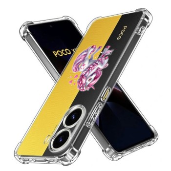 Husa Antisoc pentru Xiaomi Poco X7 Pro, AirBag, Pink Unicorn, Clear 