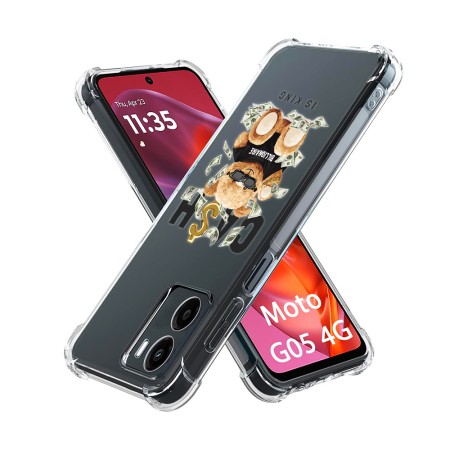 Husa Antisoc pentru Motorola Moto G05, AirBag PRO, Clear, Cash is king  