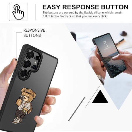 Husă pentru Samsung Galaxy S25 Ultra, Premium Bear, Protecție Cameră, Antișoc, Design Slim, Negru