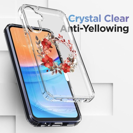 Husa pentru Samsung Galaxy A15 4G, Atasare Magnetica, MagSafe, Pink Wreath 18, Clear