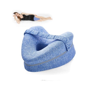 Pernă Ortopedică pentru Picioare, Suport Ergonomic în Formă de Inimă, Spumă cu Memorie, Curea Anti-Cădere, 25x23x13 cm, Albastru