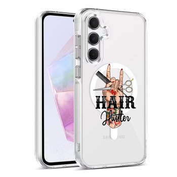 Husa pentru Samsung Galaxy A55 5G, Atasare Magnetica, MagSafe, Hair Hustler, Clear