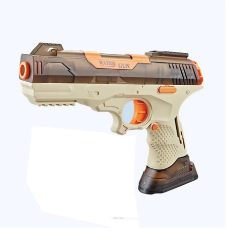 Pistol cu apa Electric, 2in1, 2 Rezervoare de 75 si 300 mL, Reglabil, Baterie, Furtun, Maro
