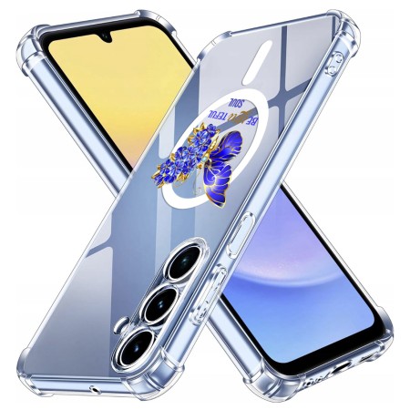 Husa Antisoc pentru Samsung Galaxy A16 AirBag TPU, Colțuri Ranforsate- Butterfly Albastru