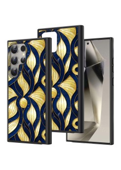 Husă pentru Samsung Galaxy S25 Ultra, DC Cobalt Marble, Protecție Cameră, Antișoc, Design Slim, Auriu - Albastru