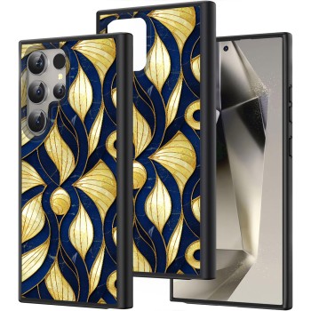 Husă pentru Samsung Galaxy S25 Ultra, DC Cobalt Marble, Protecție Cameră, Antișoc, Design Slim, Auriu - Albastru
