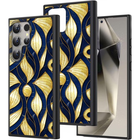 Husă pentru Samsung Galaxy S25 Ultra, DC Cobalt Marble, Protecție Cameră, Antișoc, Design Slim, Auriu - Albastru