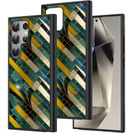 Husă pentru Samsung Galaxy S25 Ultra, DC Cobalt Marble, Protecție Cameră, Antișoc, Design Slim, Galben - Multicolor