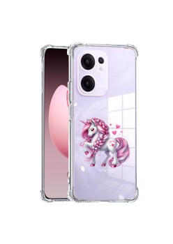 Husa Antisoc pentru Oppo Reno13 F, AirBag, Pink Unicorn, Clear 