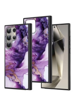Husă pentru Samsung Galaxy S25 Ultra, Marble LC, Protecție Cameră, Antișoc, Design Slim, Alb - Mov