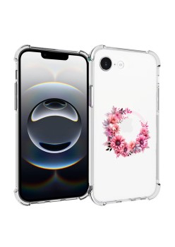Husa Antisoc pentru iPhone 16e, AirBag, Pink wreath 1, Clear 