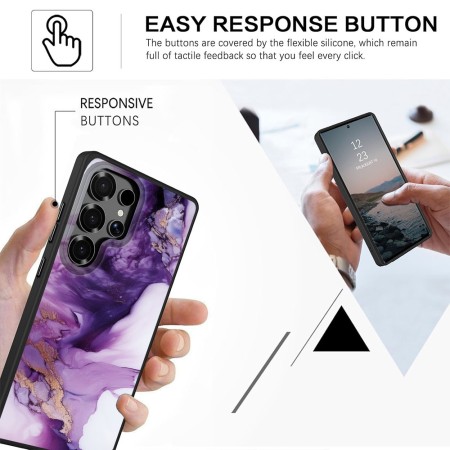 Husă pentru Samsung Galaxy S25 Ultra, Marble LC, Protecție Cameră, Antișoc, Design Slim, Alb - Mov