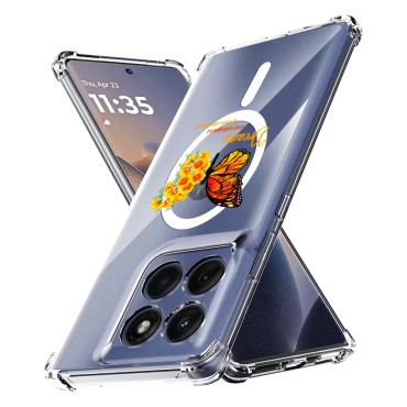 Husa Antisoc pentru Motorola Edge 60 / Edge 60 Fusion - AirBag Magsafe, Colțuri Ranforsate- Butterfly Galben 