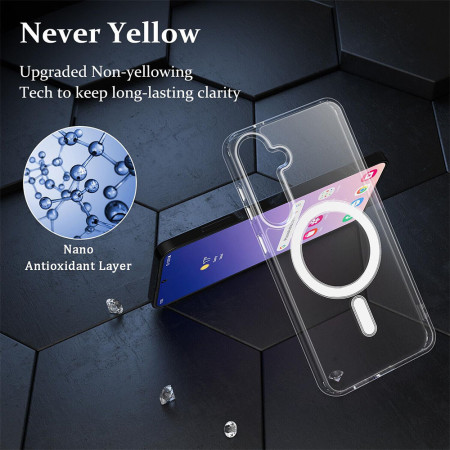 Husa MagSafe compatibila Samsung Galaxy S24 Plus, Atasare Magnetica, Clear Case, Antisoc