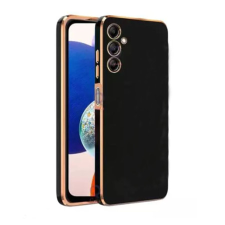 Husa telefon compatibila Samsung Galaxy A34, Crome Electroplacat, TPU Shockproof, Negru
