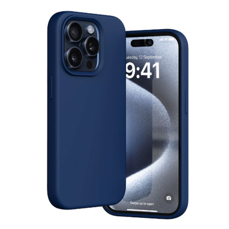Husa silicon compatibila Apple iPhone 15 Pro Max Camera SuperProtect, Interior din Microfibra, Deep Navy