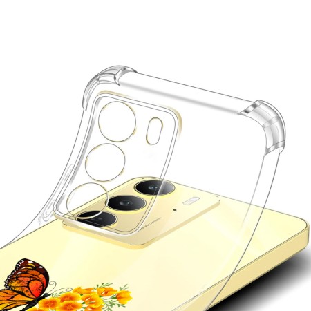 Husa Antisoc pentru Realme 14x - AirBag TPU, Colțuri Ranforsate- Butterfly Galben 
