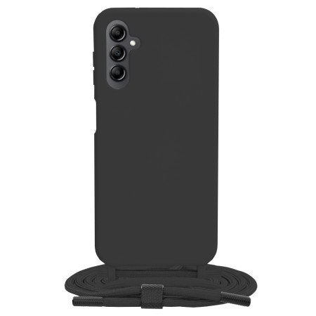 Husa compatibila cu Samsung Galaxy A14, Cu Snur Crossbody, HTPMAG Camera Protect, Negru