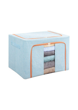 Cutie pentru depozitare pliabila cu fermoar si doua ferestre, textil, 24L, 40x30x20 cm, Albastru