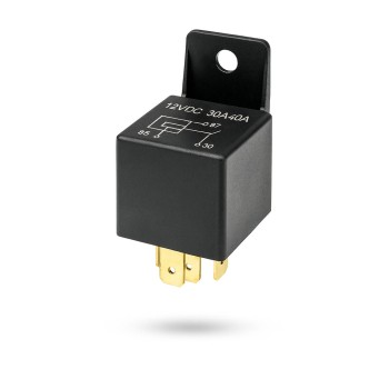 Releu Auto 12V 40A cu 5 Pini + Mufa cu Cabluri, Suport Montare, Set Complet