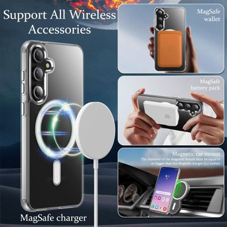 Husa MagSafe compatibila Samsung Galaxy S24 Plus, Atasare Magnetica, Clear Case, Antisoc