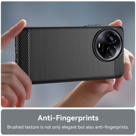 Husa Carbon compatibila Realme C67 4G, Tech AntiSoc, Negru