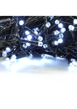 Instalatie Brad de Craciun lineara, 8 jocuri de lumini, beculet in 6 colturi, 24 m din care 1m prelungitor 220V, 300 LED, controler, Alb Rece