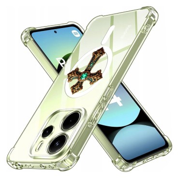Husa Antisoc pentru Xiaomi Redmi Note 14 4G (Regional) - AirBag Magsafe, Colțuri Ranforsate - Cross Smarald