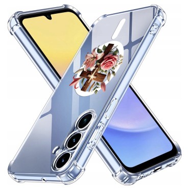 Husa Antisoc pentru Samsung Galaxy A16 - AirBag Magsafe, Colțuri Ranforsate - Cross Floral