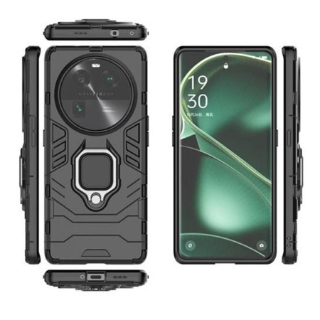 Husa Antisoc Armor compatibila Oppo Find X6, Ring-H Defender, Inel rotativ 360 grade, Magnet suport auto incorporat, TPU si PC, Black