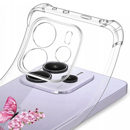Husa Antisoc pentru Xiaomi Redmi Note 14 4G (Standard) - AirBag Magsafe, Colțuri Ranforsate- Butterfly Roz 