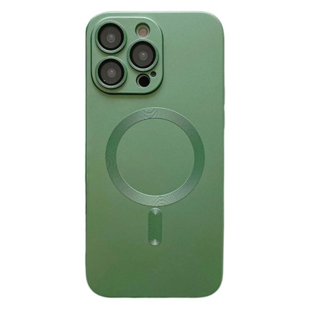 Husa MagSafe compatibila Apple iPhone 13 Pro, Luxury Metalic, Verde