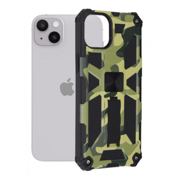 Husa Antisoc compatibila Apple iPhone 15 Plus, Blazor Magnetica, Ultra Grip, Super Protect, Camo Lime