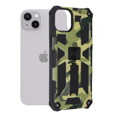 Husa Antisoc compatibila Apple iPhone 15 Plus, Blazor Magnetica, Ultra Grip, Super Protect, Camo Lime