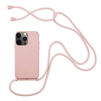 Husa compatibila cu Apple Iphone 12 Pro Max, Strap, Cu Snur prindere gat regrabil, Camera Protect, Antishock, Nude Pink